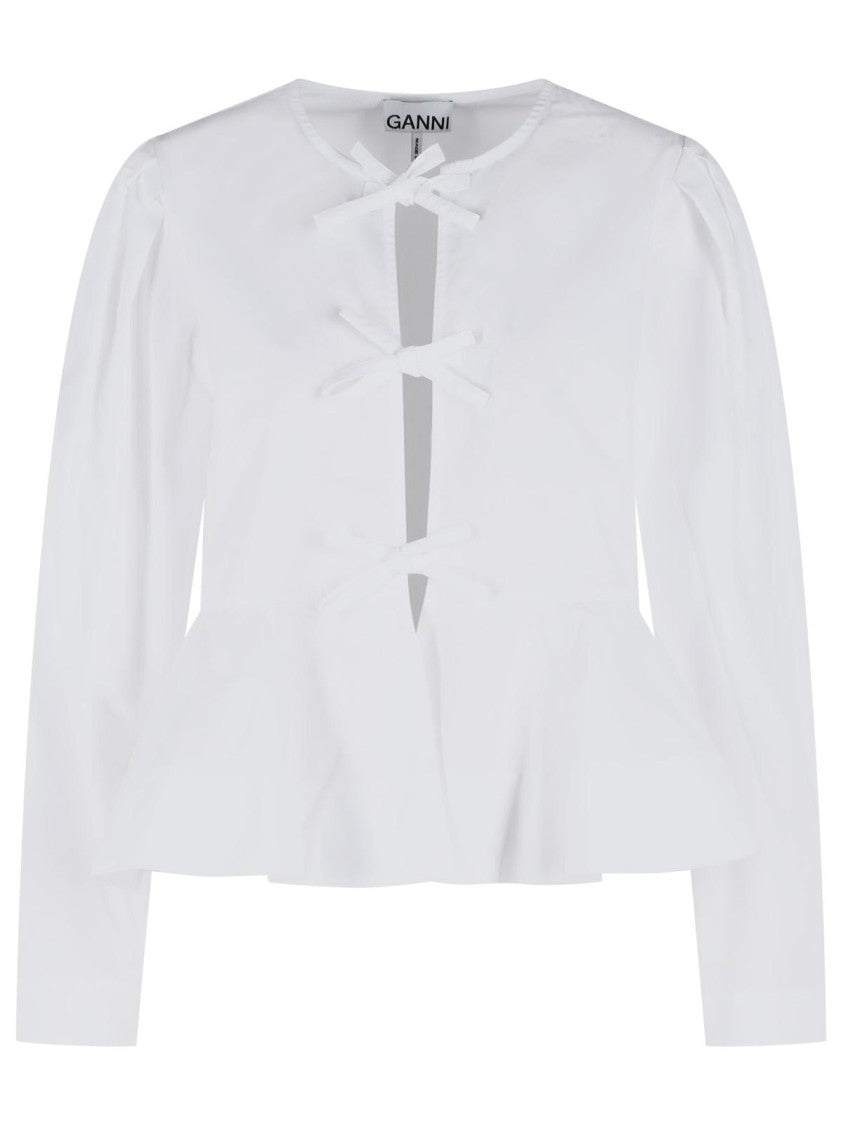 Ganni White Cotton Blouse
