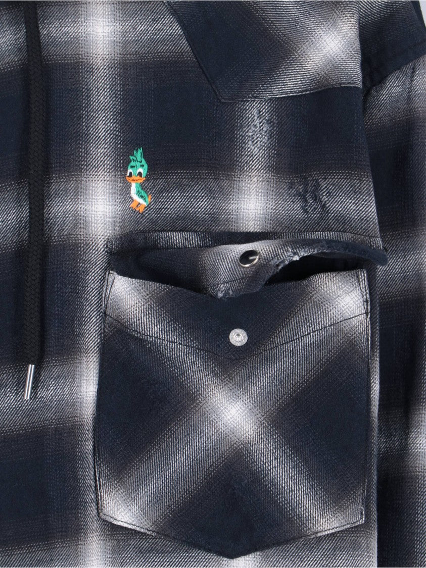 Maison Mihara Yasuhiro Long-Sleeve Black And White Plaid Shirt