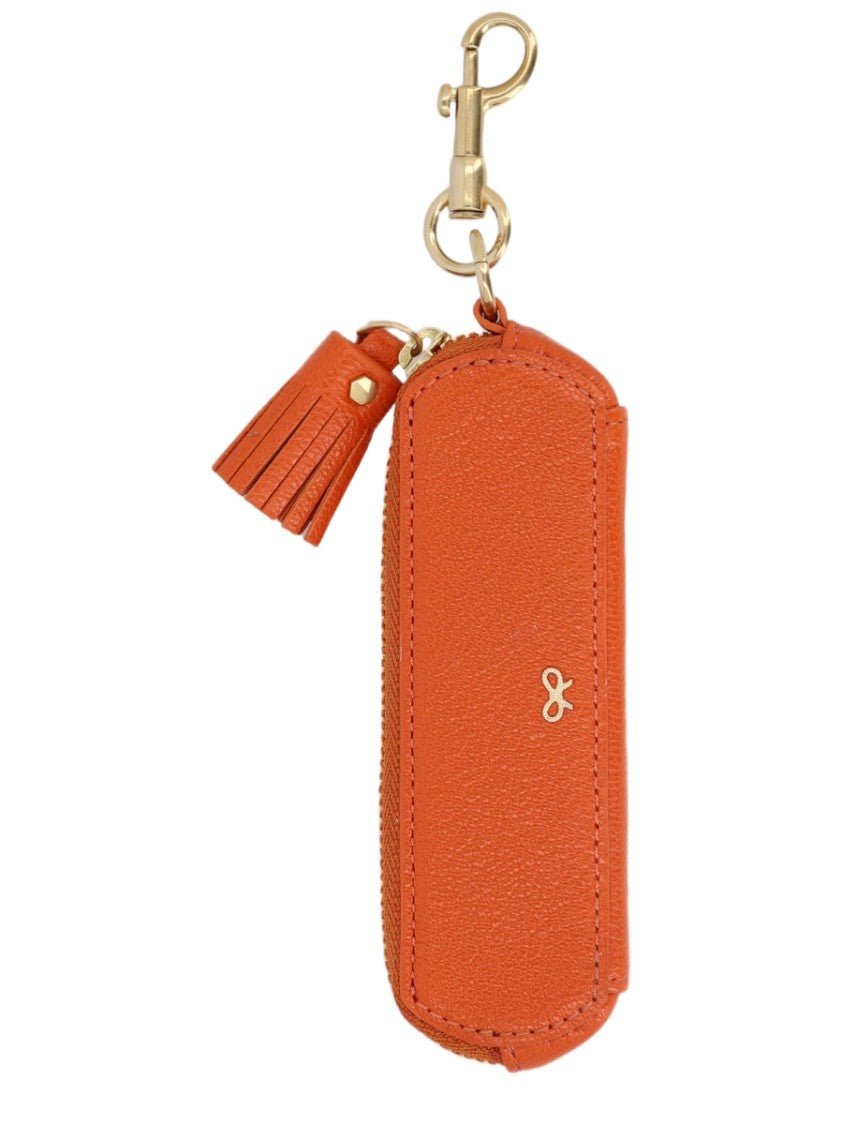Anya Hindmarch Plaster Perforated Gold-Tone Clasp Leather Bag Charm