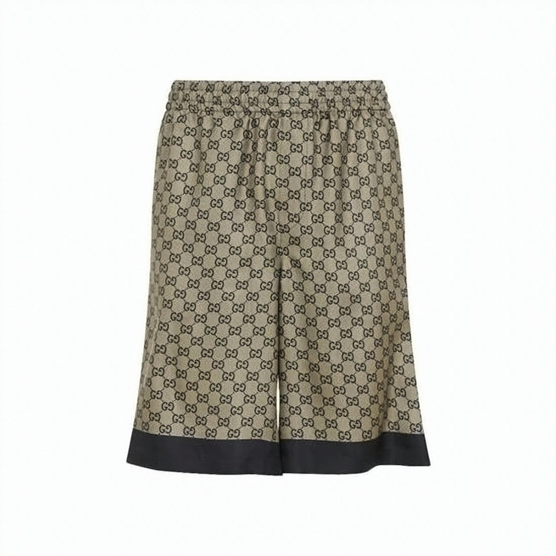 Gucci Silk Shorts With All-Over Pattern And Contrast Trim
