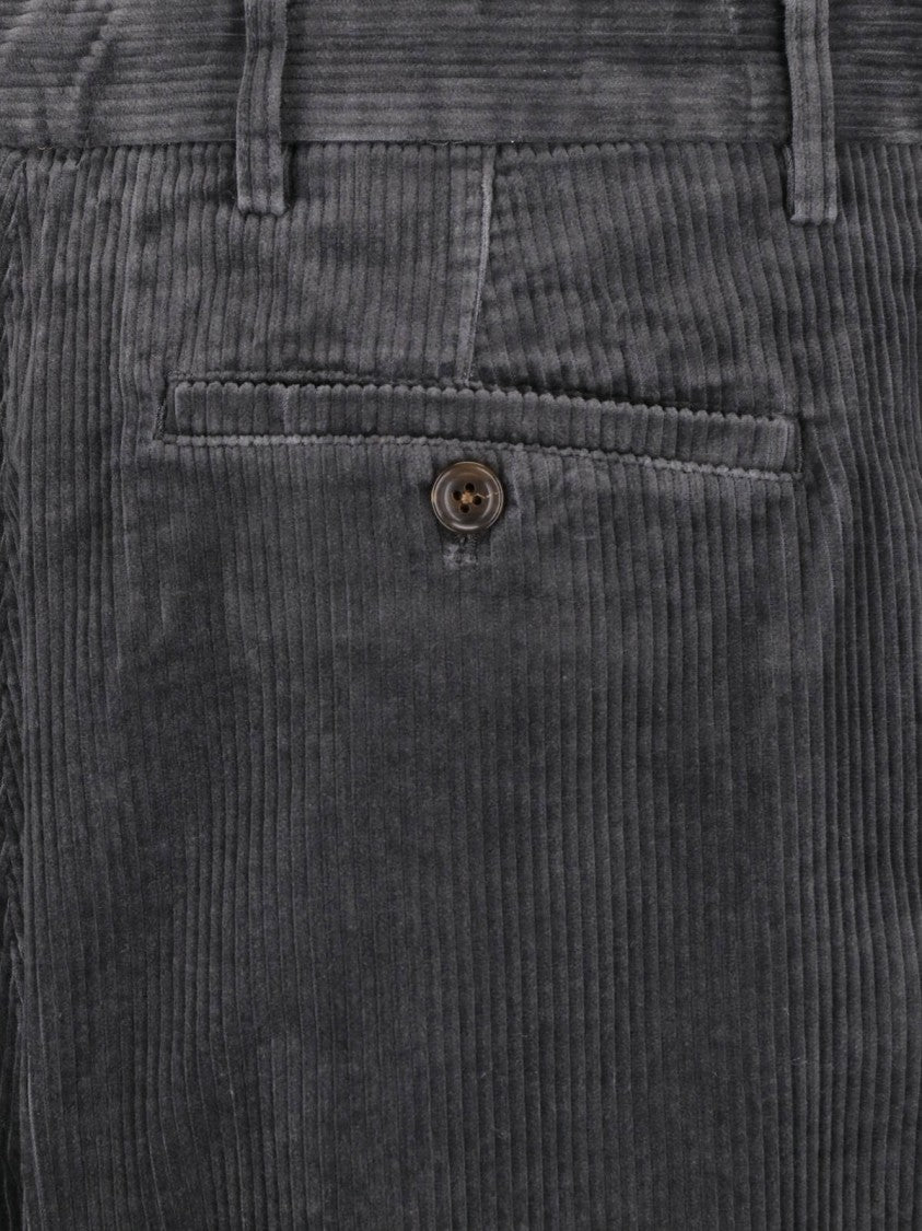 Paul Smith Black Ribbed Corduroy Mid-Rise Straight-Leg Pants