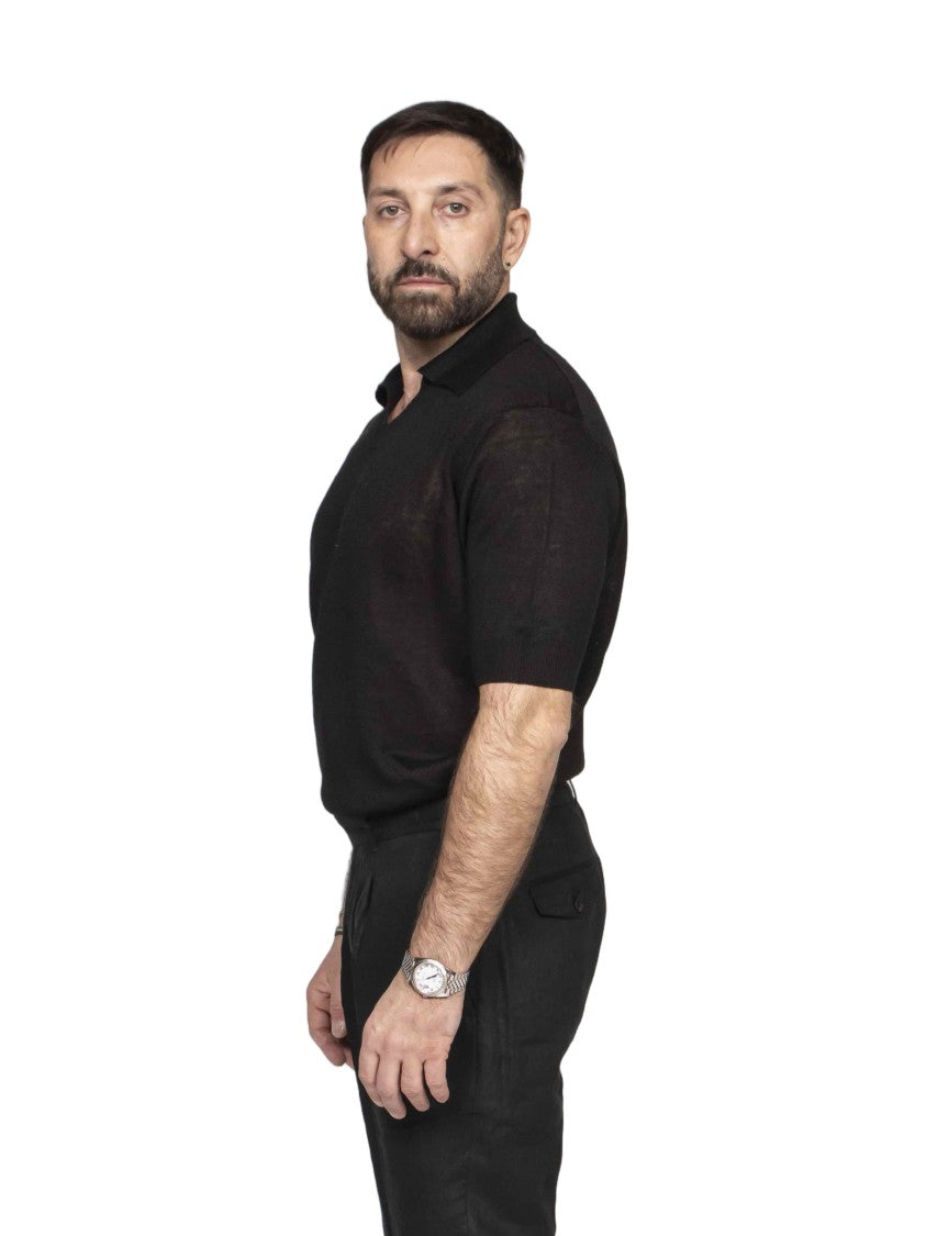 Messagerie Ouzo Short-Sleeve Knit Polo Shirt
