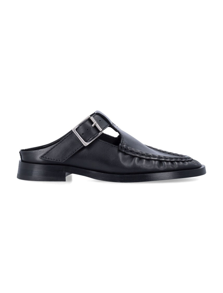 Miista Gianna Black Leather Mules