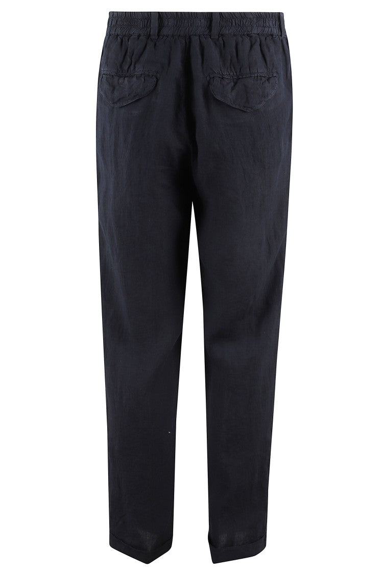 Myths Tapered Linen Trousers With Cuffed Hem