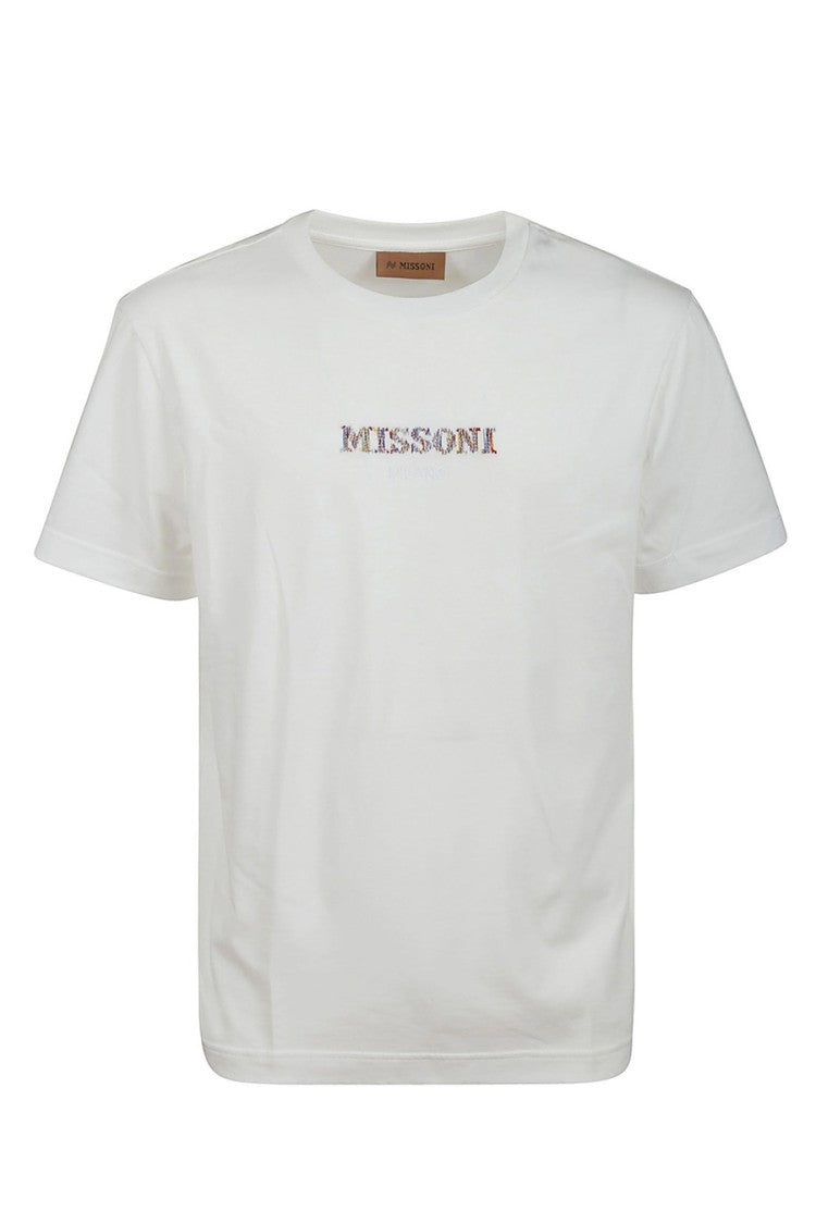 Missoni White Cotton Logo Embroidered T-Shirt