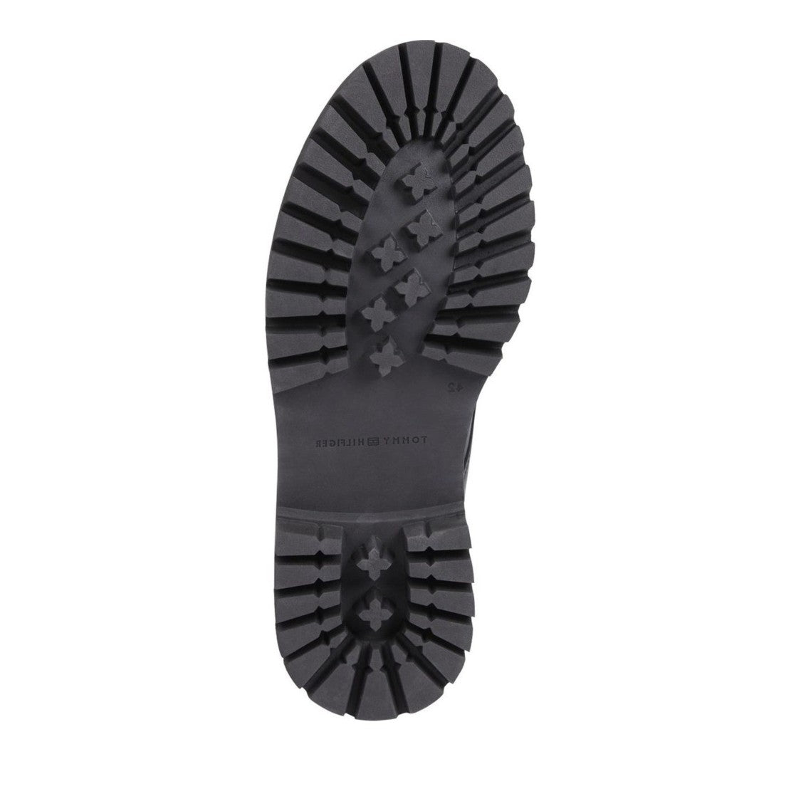 Tommy Hilfiger Black Chunky Sole Lace-Up Elastic Panel Leather Boots