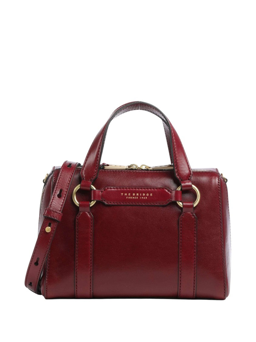 The Bridge Structured Burgundy Shoulder Bag With Gold-Tone Hardware