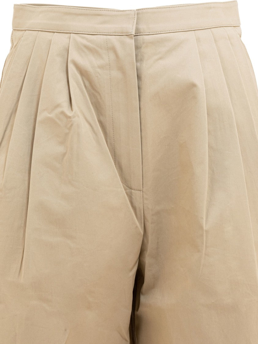 Theloom Cropped Beige Wide-Leg Trousers