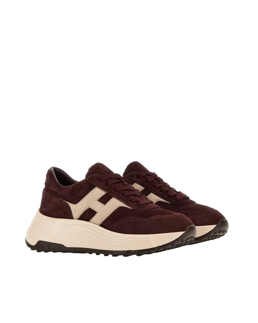 Hogan Brown Hi-Fi Suede Leather Sneakers