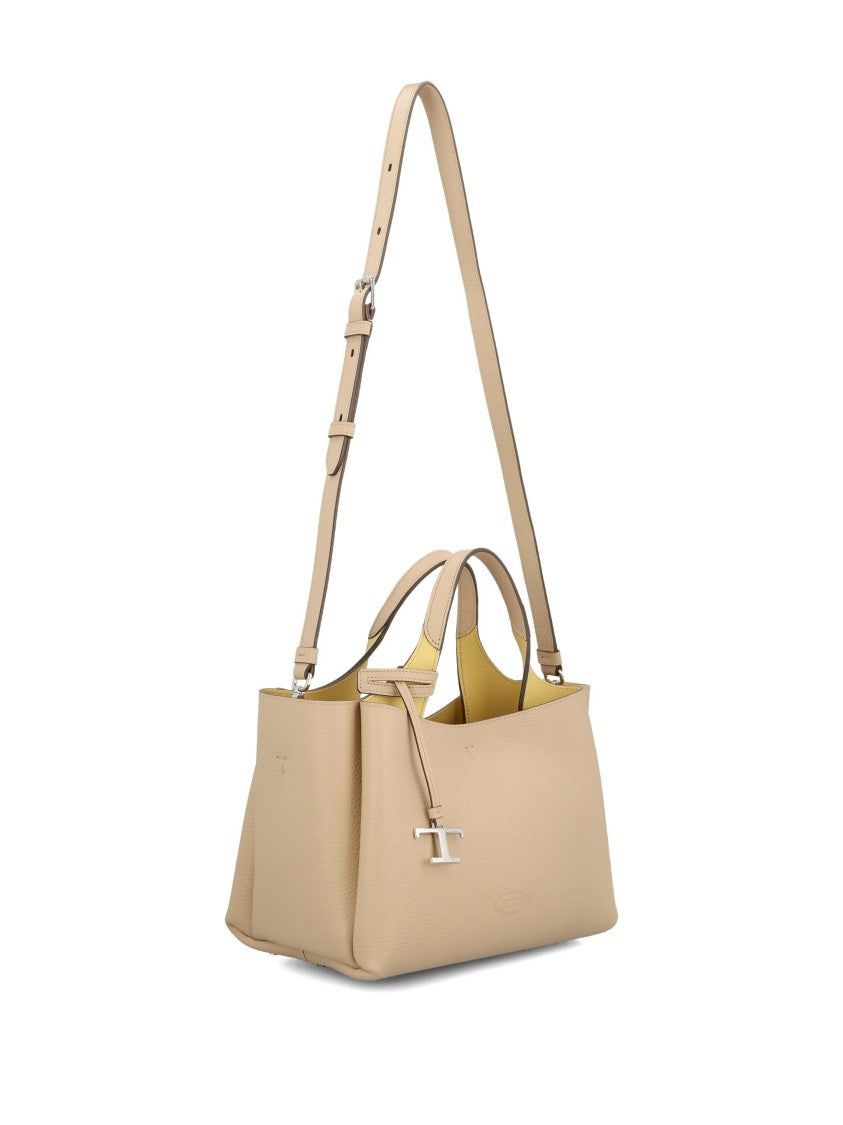Tod's Beige Structured Leather Handbag