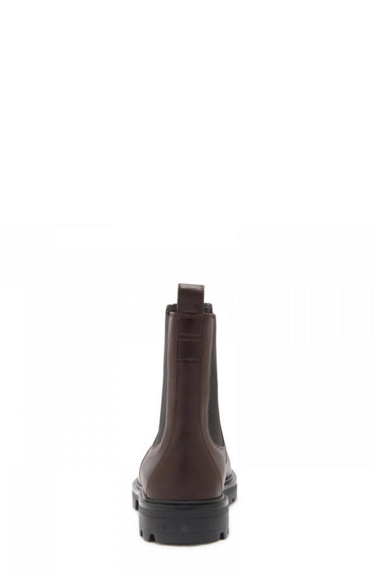 Hogan Brown Elastic Side Gusset Lug Sole Leather Boots