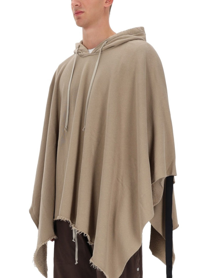 Drkshdw By Rick Owens Hooded Cotton Poncho Coat