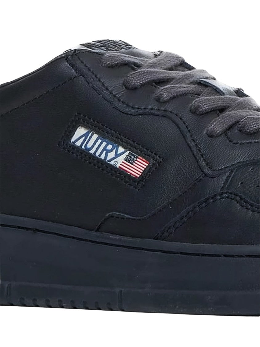 Autry Monochromatic Leather Low-Top Sneakers With Branded Patch