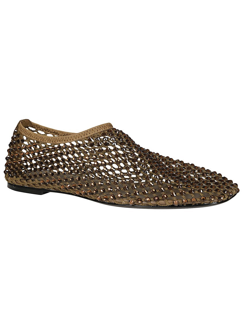 Strategia Sparkling Mesh Flats With Swarovski Accents And Leather Sole