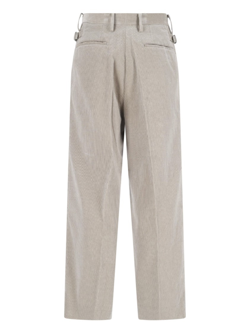 Kaptain Sunshine Cream Ribbed Mid-Rise Corduroy Trousers