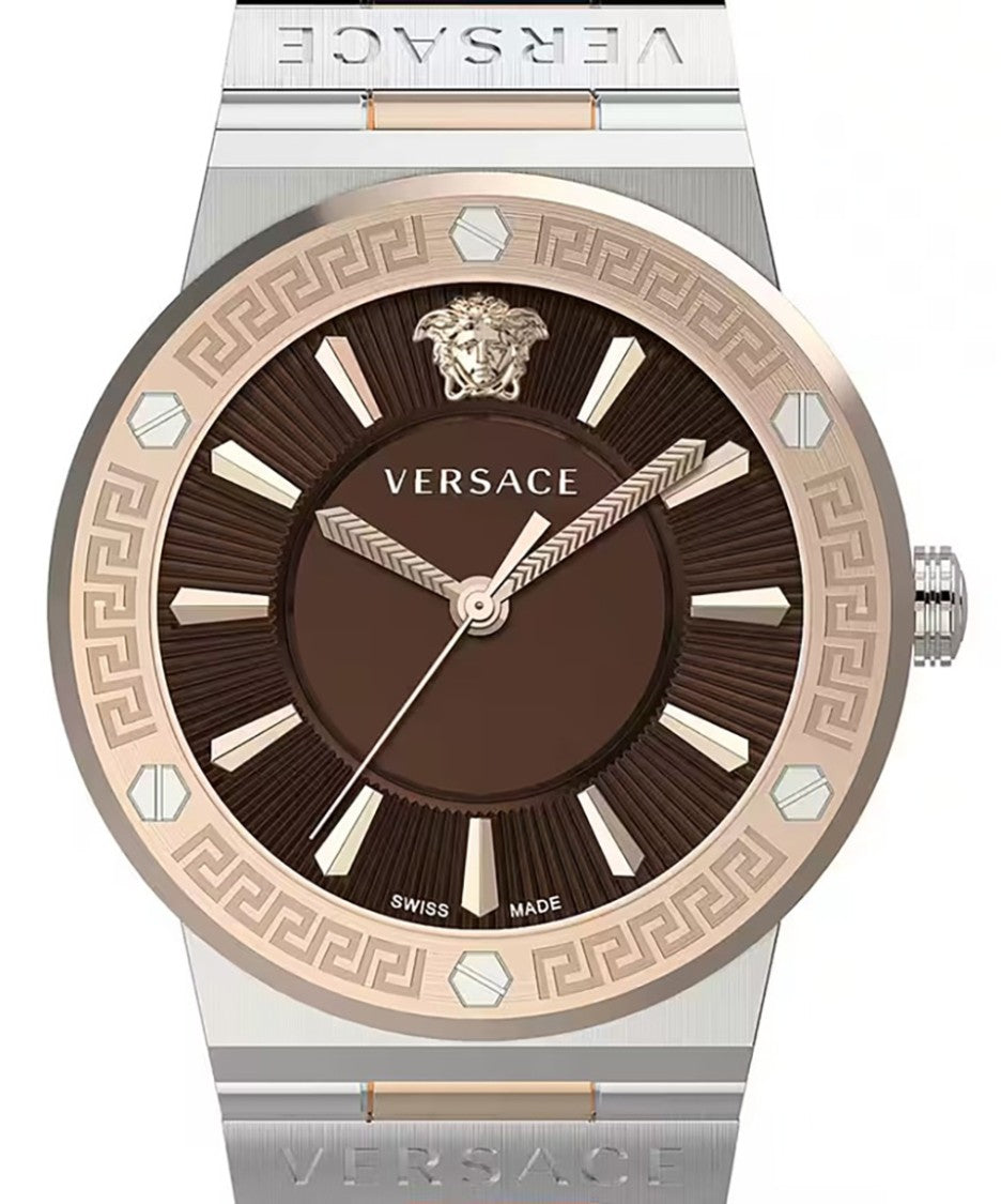 Versace Greca Logo Lady 38Mm Quartz Watch With Two-Tone Bracelet