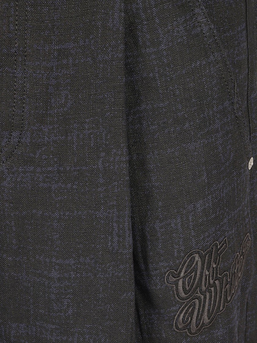 Off-White Wide-Leg Trousers With Subtle Textured Pattern