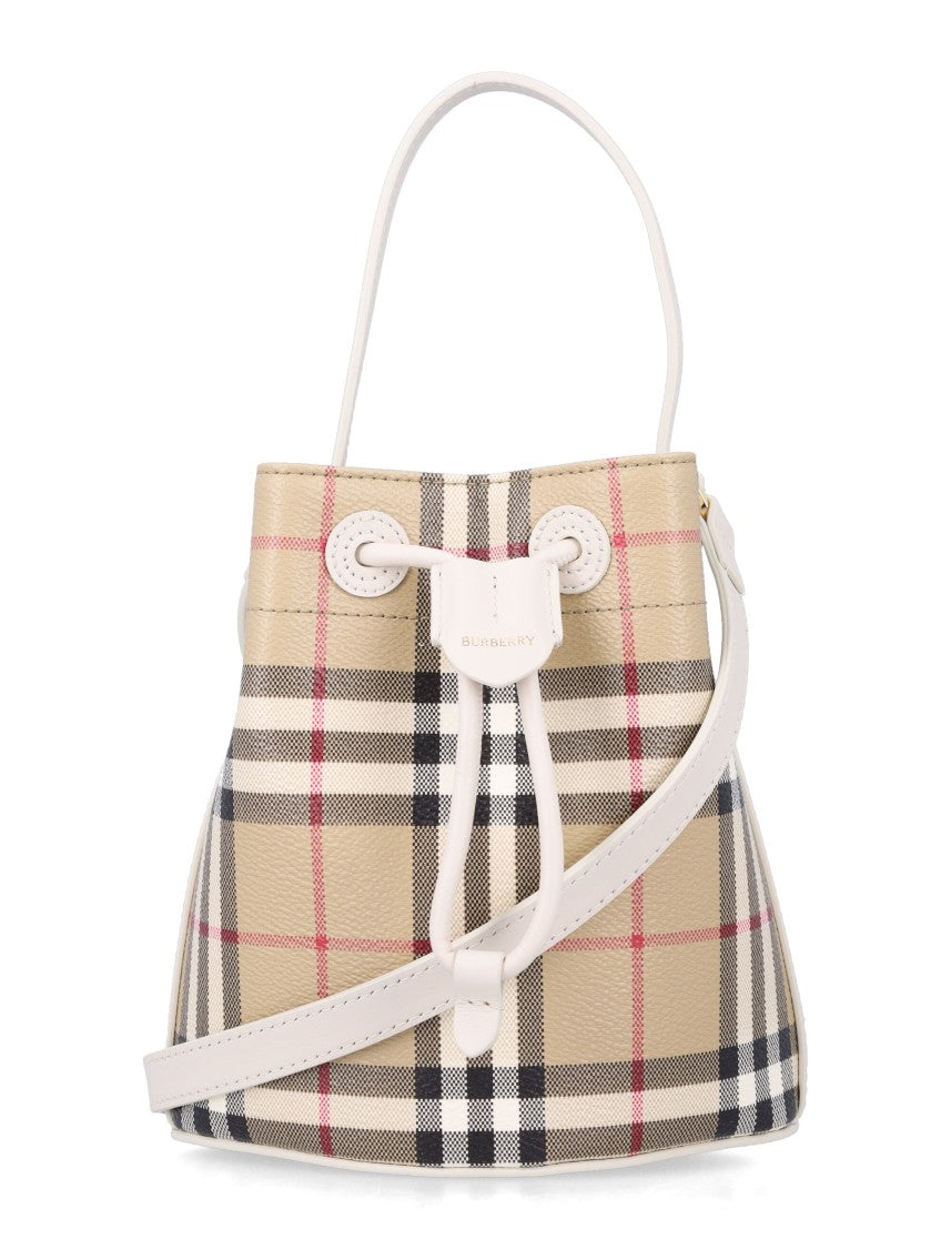 Burberry Check Patterned Coated Cotton Bucket Bag