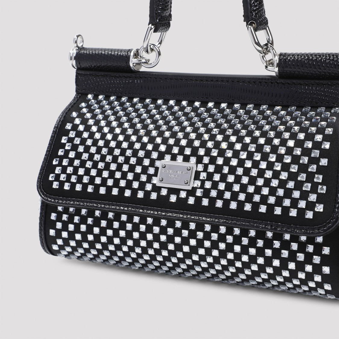 Dolce & Gabbana Black Crytal Details Handbag