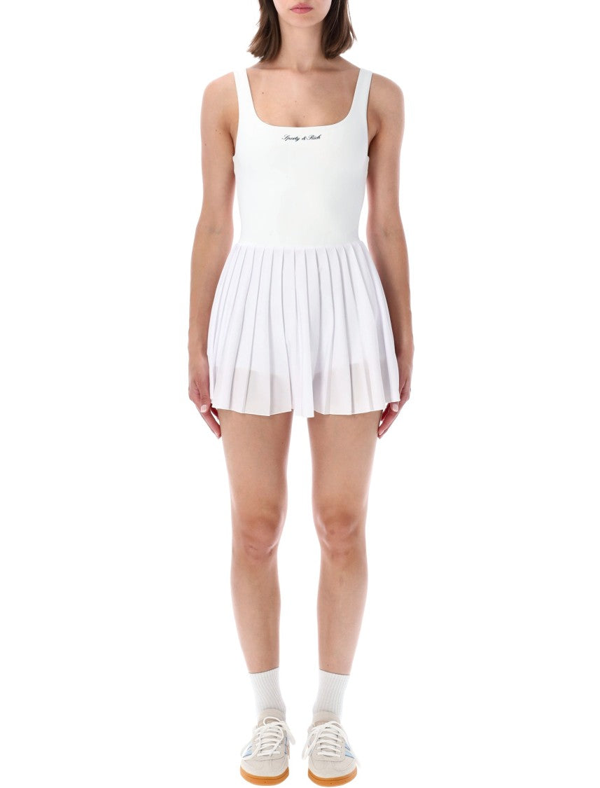 Sporty And Rich White Flared Tennis Mini Dress
