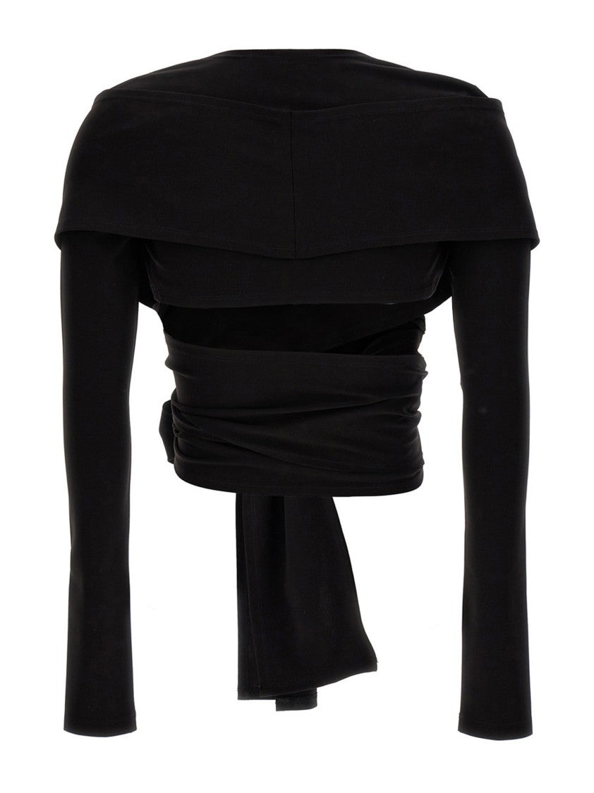 Dolce & Gabbana Cropped Black Top With Wrap Design