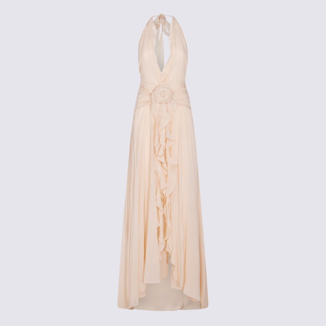 Blumarine Maxi Amber Viscose Dress With Draping