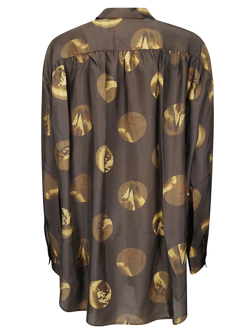 Uma Wang Oversized Printed Shirt With Front Button Closure And Regular Collar