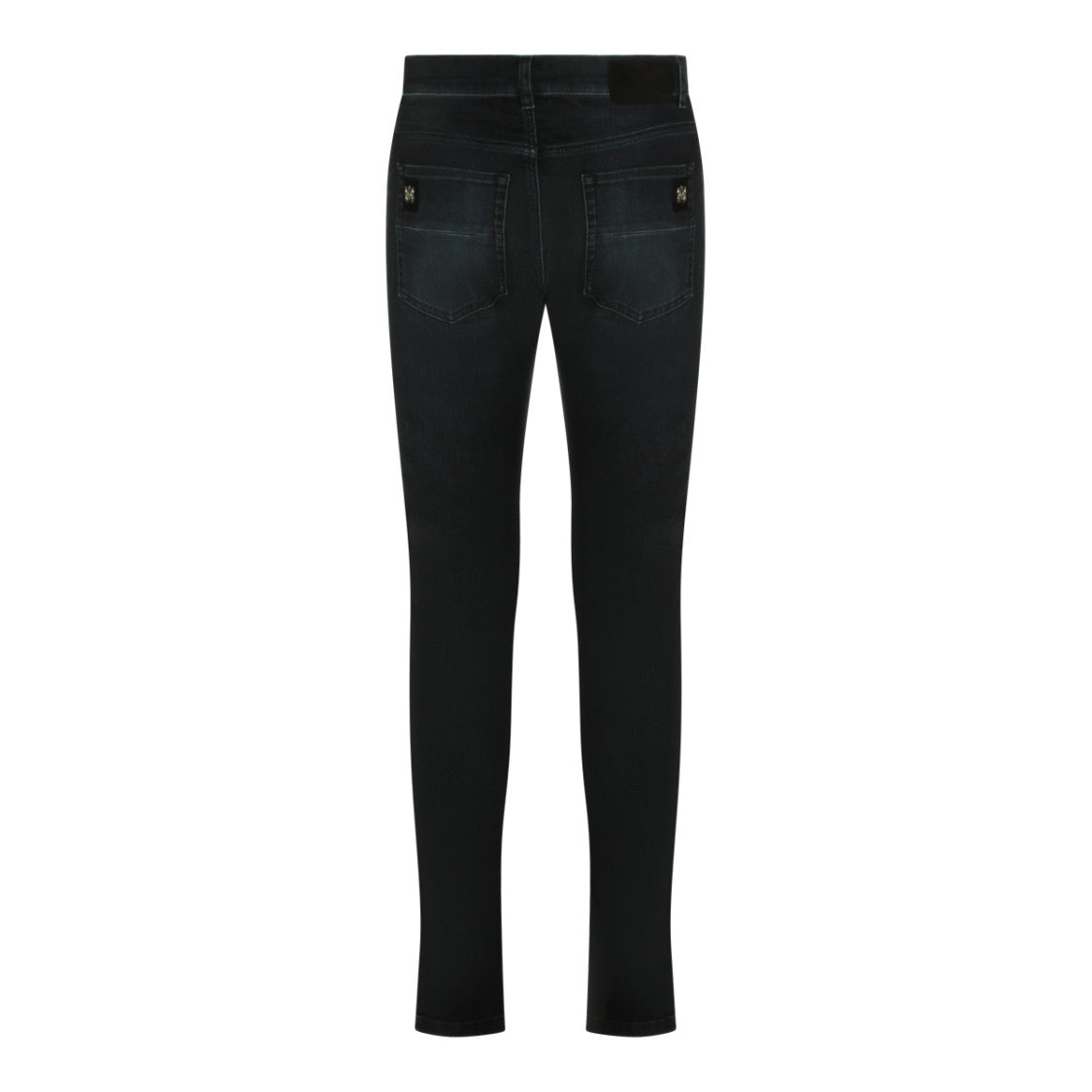 Amiri Distressed Slim Fit Dark Grey Jeans With Embroidered Details