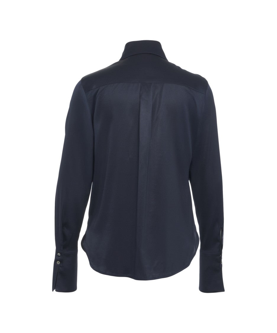 Himon's Fluid Silk Blouse With Classic Collar