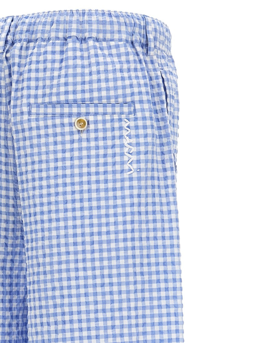 Marni Vichy Print Cotton Blend Bermuda Shorts