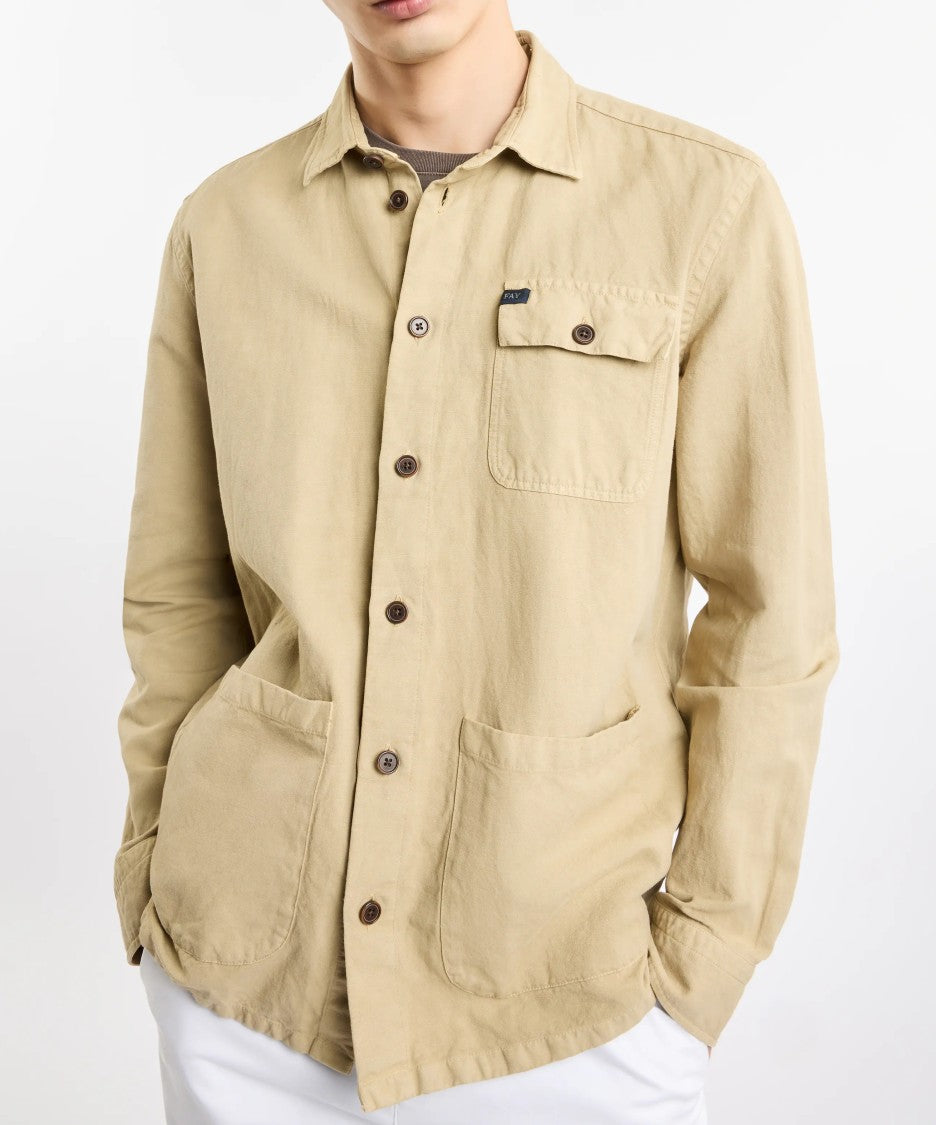 Fay Beige Button-Up Casual Jacket