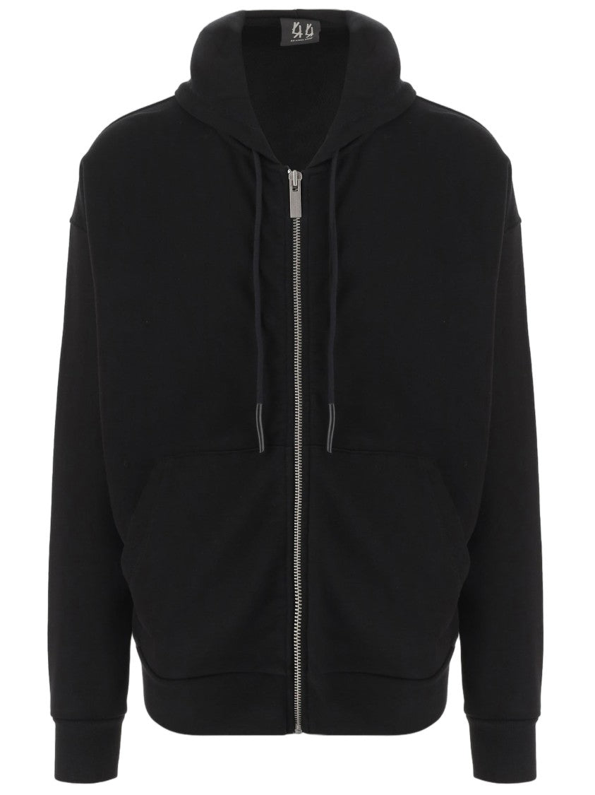 44 Label Group Black Cotton Zip-Up Logo Hoodie