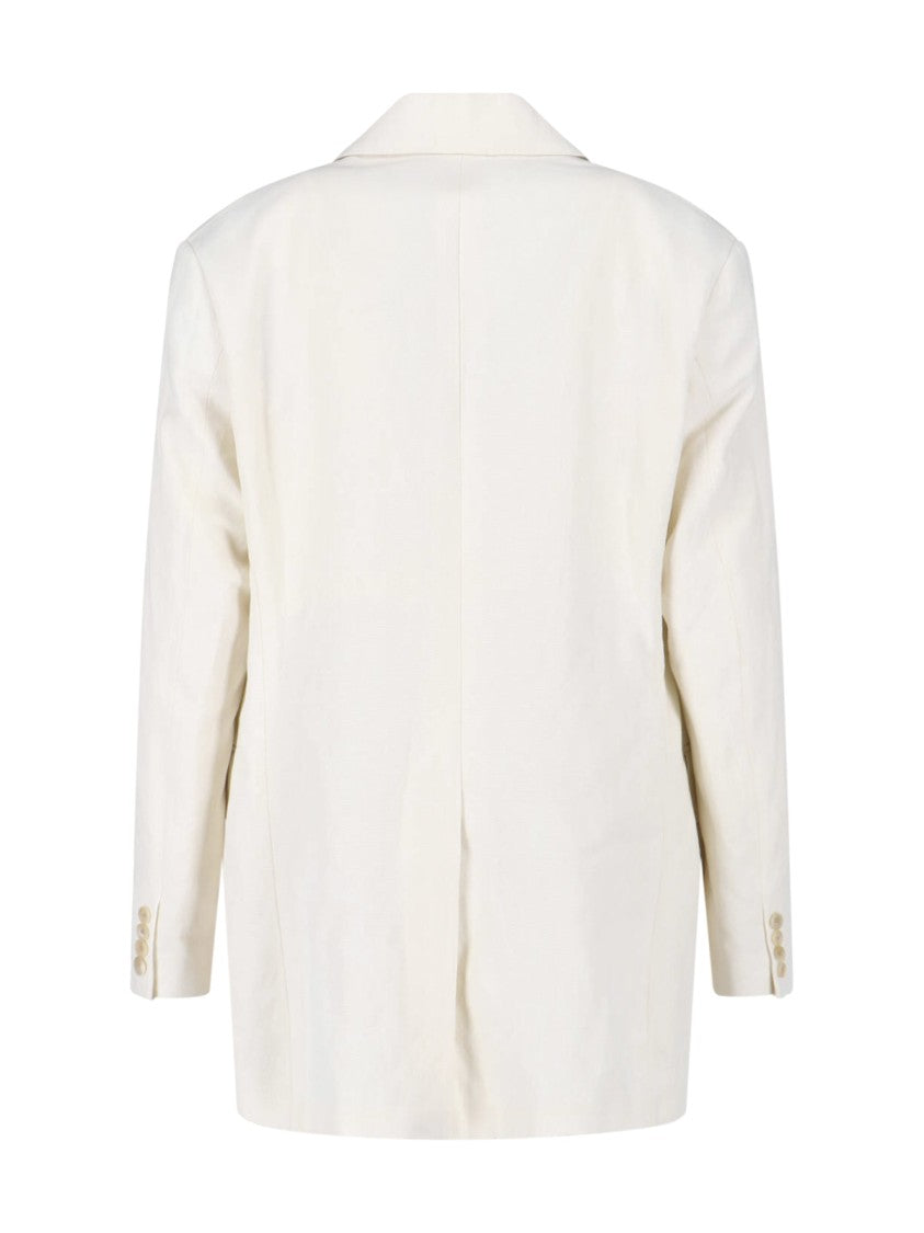 Auralee White Single-Breasted Wool-Cotton Blend Blazer
