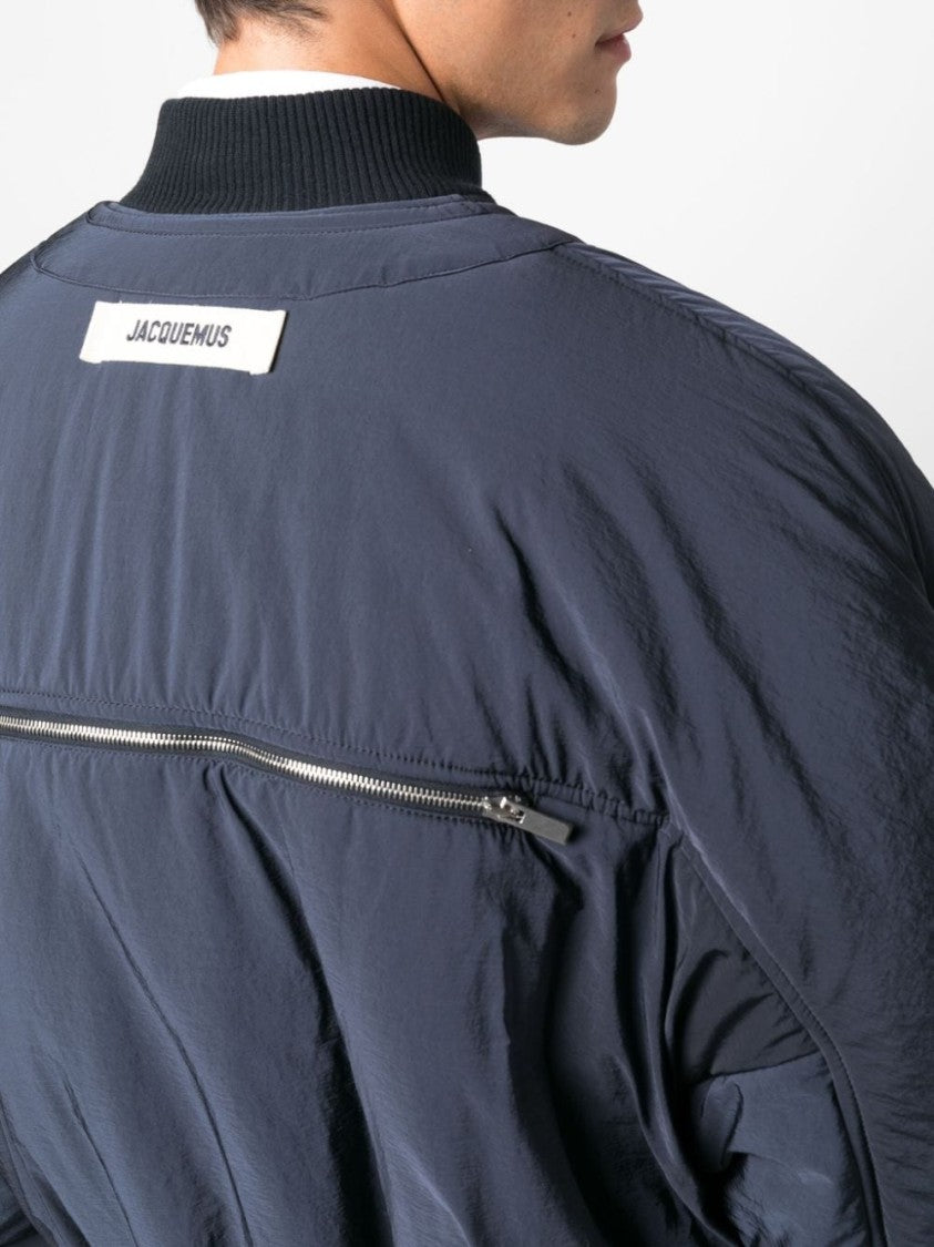Jacquemus Padded Navy Blue Croissant Bomber Jacket