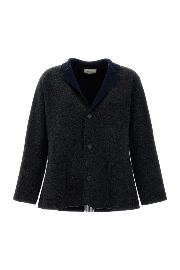 Alpe Piano Grey Convertible Collar Boiled Wool Blazer