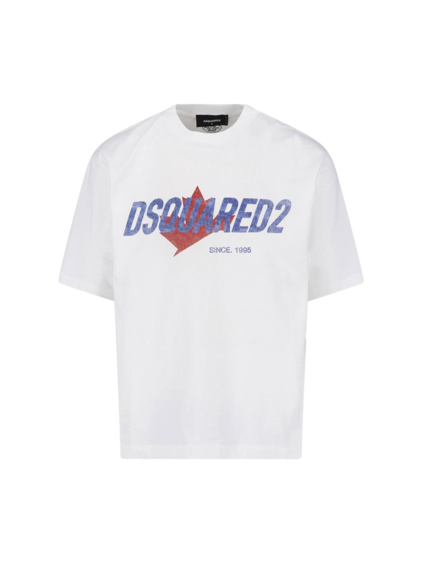 Dsquared2 White Cotton Logo Printed T-Shirt