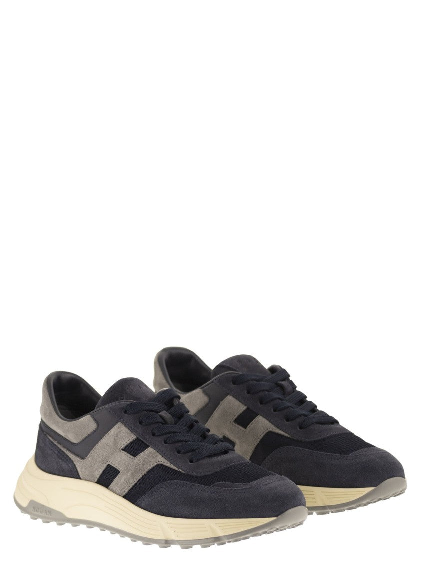 Hogan Agile Suede And Fabric Sneakers