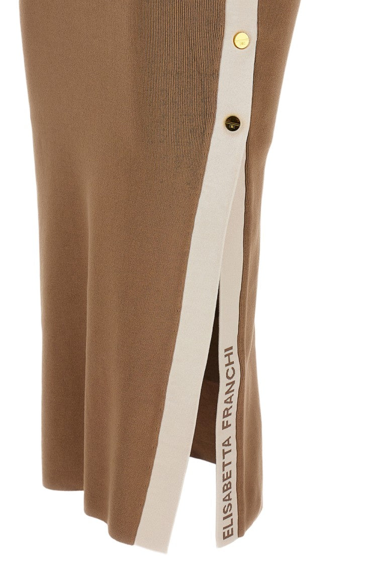 Elisabetta Franchi Sleeveless Fitted Ribbed Knit Long Dress