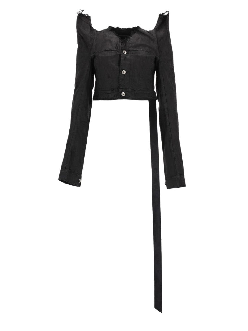 Drkshdw By Rick Owens Tec Trucker Cotton Asymmetrical Jacket
