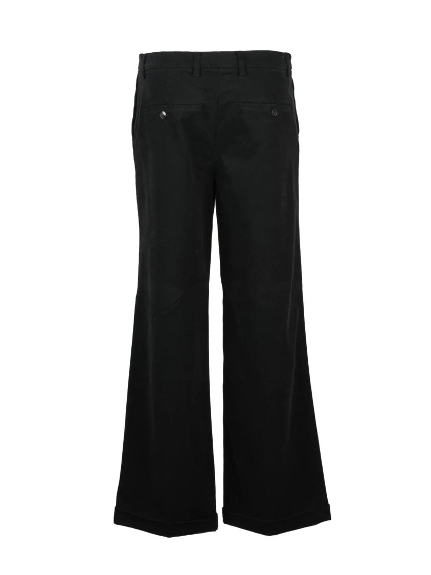 Myths Black Modal-Blend Wide-Leg Formal Pants