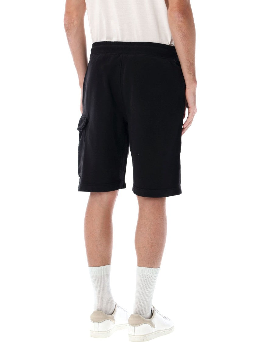 C.P. Company Cotton Diagonal Fleece Logo Shorts