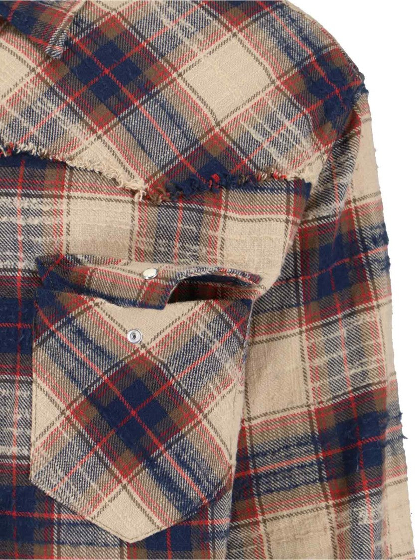 Dsquared2 Multicolor Check Cotton Shirt With Classic Collar