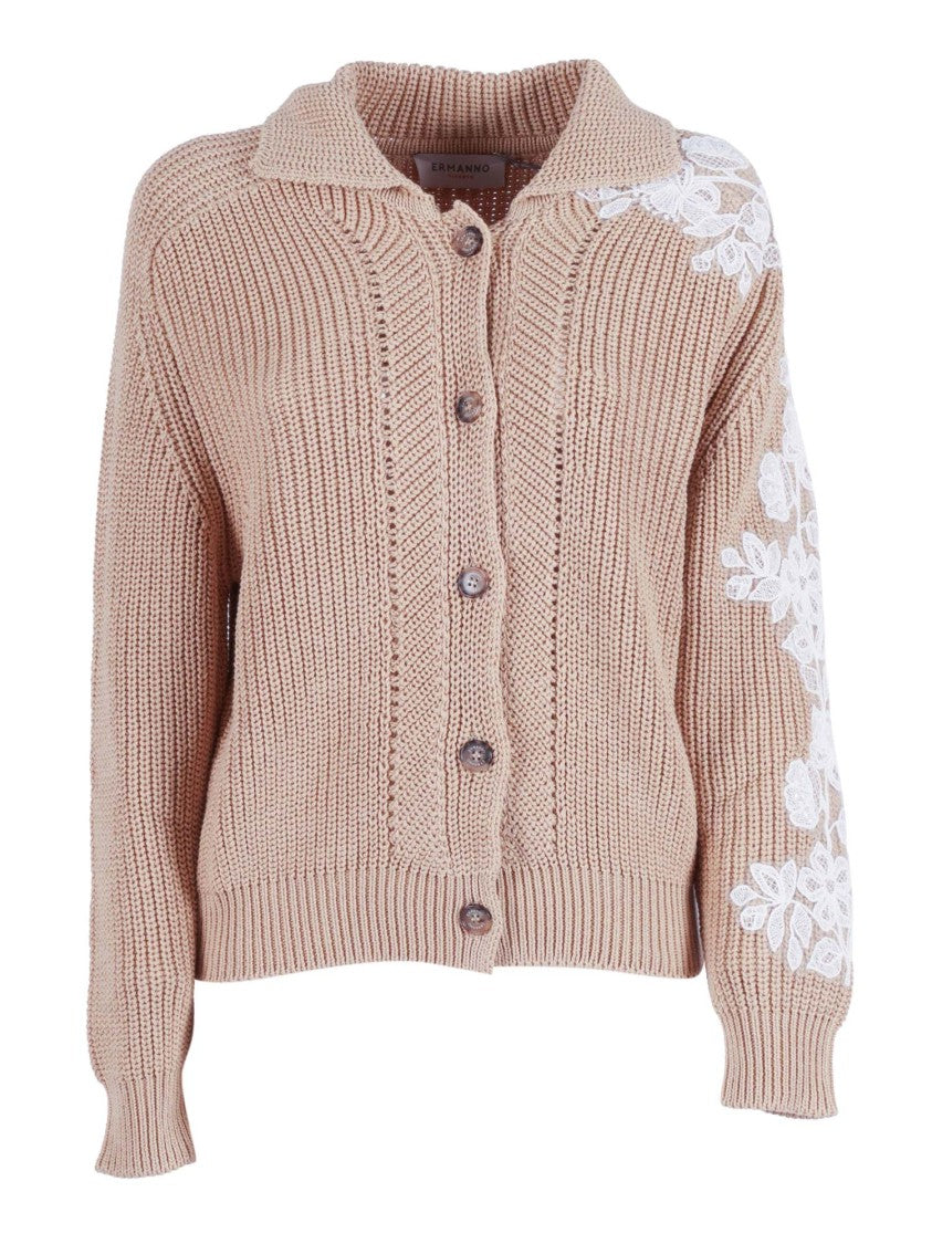 Ermanno Scervino Chunky Knit Floral Cardigan