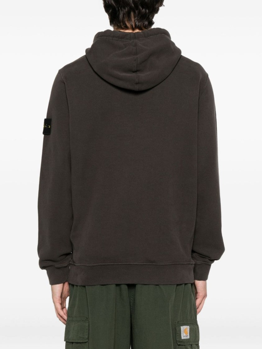 Stone Island Relaxed Fit Gray Hoodie With Drawstring