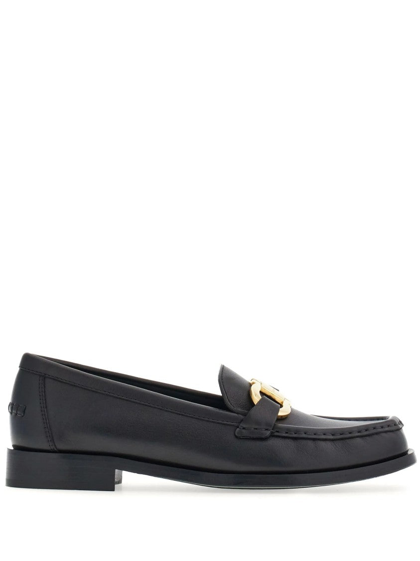 Salvatore Ferragamo Black Maryan 2 Vegetable-Tanned Leather Moccasins