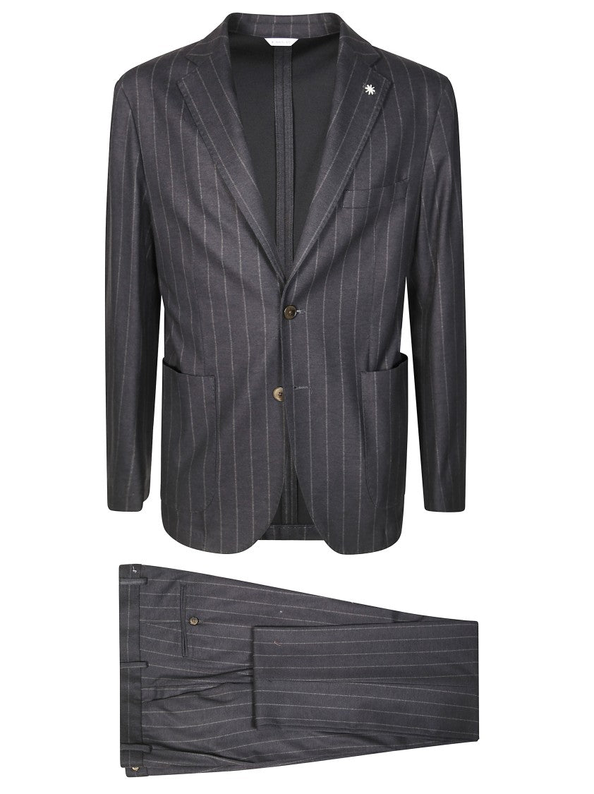 Manuel Ritz Tailored Grey Pinstripe Blazer