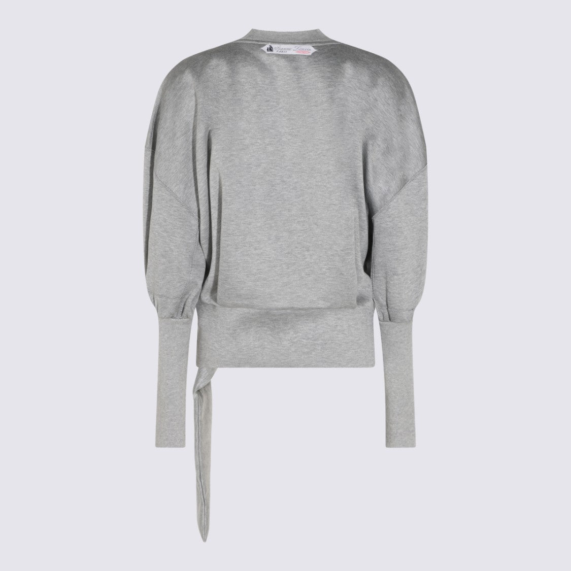 Lanvin Heather Grey Sweatshirt With Structured Wrap Detail And Ribbed Accents