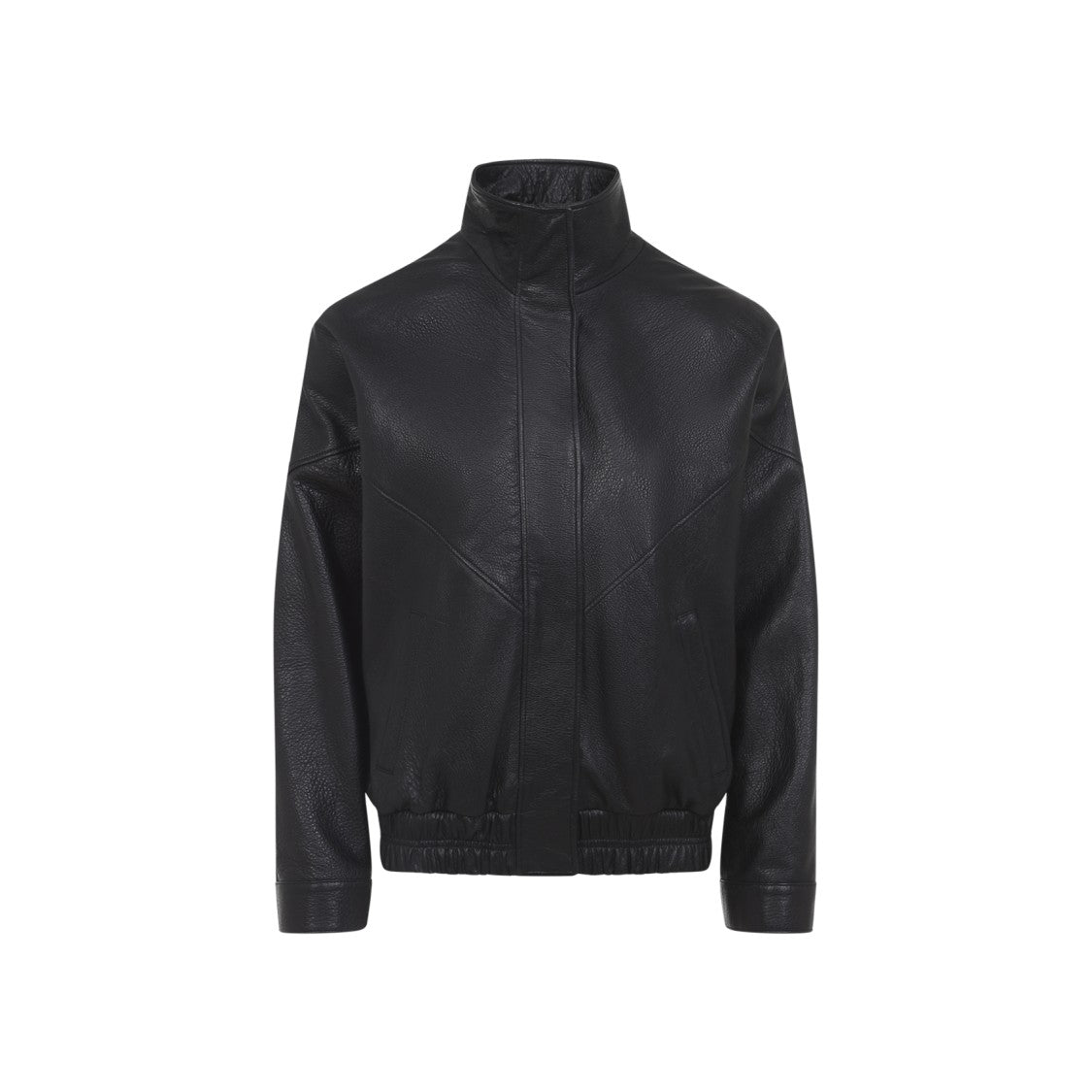 Acne Studios Pebbled Leather Jacket With High Collar And Concealed Zip