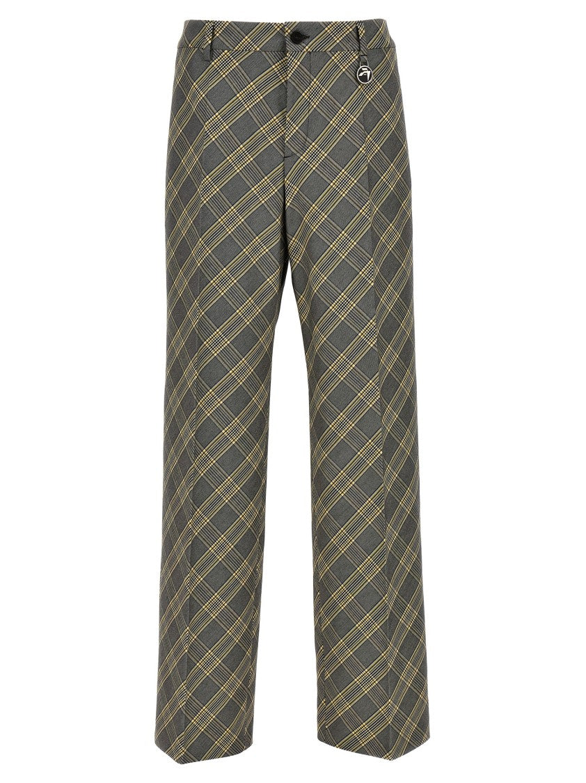 Ambush Check Print Cotton Trousers With Concealed Closure