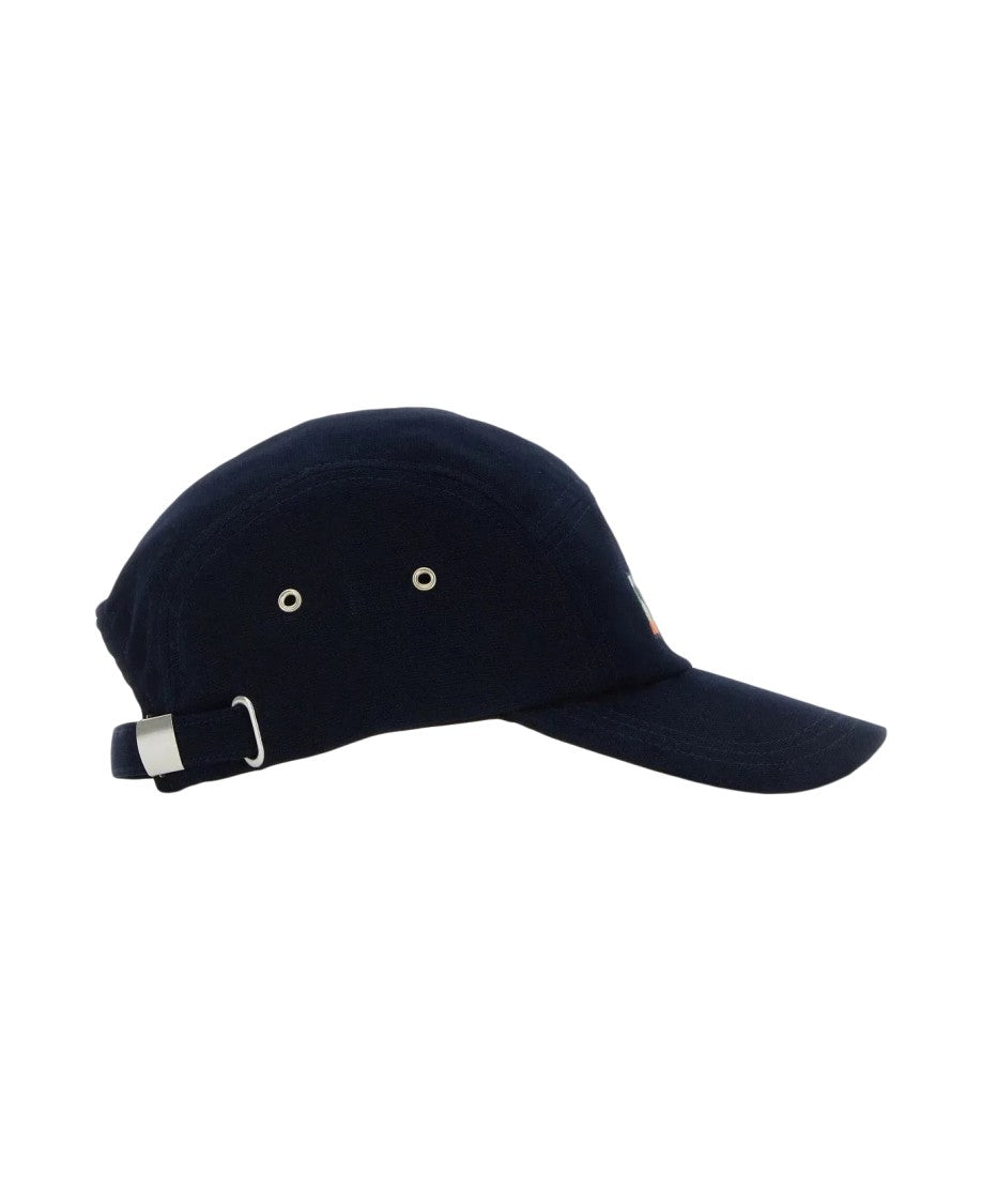 Isabel Marant Structured Deep Navy Cap With Geometric Embroidery